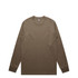 A long-sleeve t-shirt in a muted brown colour, featuring a simple design and a logo on the label.