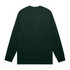 A long-sleeve t-shirt in dark green featuring a plain back design and fitted sleeves.