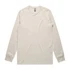 A long sleeve tee in a light beige colour, featuring a logo on the tag. Simple and casual design.