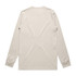 A beige long-sleeve T-shirt with a simple design and fitted cuffs, featuring a branding logo.