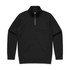 A black half zip crew jumper with long sleeves, featuring a front zip and a simple, clean design.