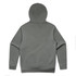A grey hoodie with a hood and ribbed cuffs, featuring a plain back design and no visible branding.