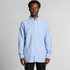 A light blue button-up shirt with a chest pocket and a collar, featuring a small logo on the chest.