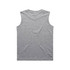 A grey sleeveless tank top with a plain back, featuring a logo at the tag.