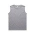 A grey sleeveless tank top displayed flat. The garment features a label and has a simple, classic design.