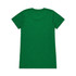 A green t-shirt displayed from the back, featuring a smooth texture and fitted cut. It includes a branding logo.
