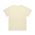 A plain, light yellow t-shirt displayed flat, with short sleeves and no visible design on the back. It features a logo.