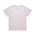 A light pink t-shirt with a round neckline and short sleeves, featuring a logo on the label.