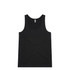 A black singlet with a round neckline and a logo on the label. Suitable for casual wear.