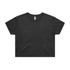 A black cropped tee with short sleeves and a relaxed fit, featuring a branding logo.