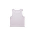 A light purple organic rib crop tank top, featuring a simple design and a logo on the back.