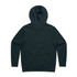 A dark green hoodie with a spacious hood and long sleeves, featuring a plain back without any graphics or text.
