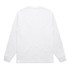A white long-sleeve tee with a plain back, featuring a logo on the label area.