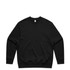 A black jumper featuring a crew neck design. The garment has a plain style and includes a logo.