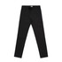 Black slacks with a fitted design, featuring a waistband and a logo. Suitable for casual or smart attire.