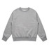A grey jumper with a relaxed crew neck design and long sleeves. It features a branded logo.