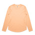 A long-sleeve T-shirt in a soft peach colour with a rounded hem and logo.