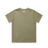 A khaki green T-shirt with a classic crew neckline. It features a label inside the neckline and has no visible graphics.