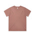 A short-sleeved, dusty rose T-shirt with a plain design and a logo on the label.