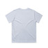 A plain light blue t-shirt featuring short sleeves and a round neck with a logo.