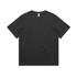 A black t-shirt with a relaxed fit and short sleeves. The shirt features a label at the neck and has a plain design.
