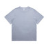 A light blue, heavy faded T-shirt featuring a classic crew neck design and a branding label.