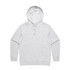 A light grey hoodie featuring a kangaroo pocket and a drawstring hood. It has a logo on the front.