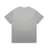 A grey heavy faded tee with short sleeves, featuring a plain back and a logo.