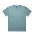 A faded teal short-sleeve T-shirt with a crew neck and a logo on the label.