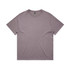A faded purple t-shirt with short sleeves and a round neckline, featuring a brand logo.