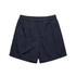 Navy swim shorts featuring an elastic waistband and a simple design. Includes a logo on the waistband.