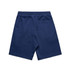 Navy shorts featuring a back pocket and an elastic waistband, designed for sports activities.