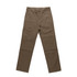 Canvas pants in a khaki colour, featuring a straight leg design and a waistband. The image includes branding.