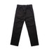 Black cargo pants with multiple pockets and an elastic waistband, featuring a minimalistic design.