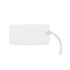 A white luggage tag with a clear attachment. The tag is rectangular and blank, suitable for personalisation.