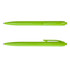 A pair of bright green plastic pens with a sleek design and clip, featuring a small logo on each.