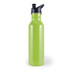A drink bottle in a vibrant green color with a black flip-top spout.