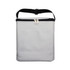 A grey cooler bag with a front pocket and a black adjustable strap. It features a zip closure and branding.