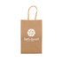 A small brown paper bag with a twisted handle and a circular logo featuring a star.