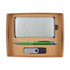A cardboard gift set featuring a power bank, a green pen, and a USB flash drive, all neatly arranged in a brown box.
