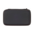 A black, rectangular hard case with a zip closure, suitable for storing electronic devices or accessories.