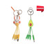 A custom-shaped PVC charging cable with a bunny keyring and an avocado keyring, featuring yellow and green colours.