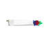 A custom PVC charging cable in white, featuring a colourful puzzle piece design and three connectors.