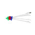 A custom PVC charging cable in the shape of a puzzle pig, featuring green, red, and blue colours, with multiple connectors.