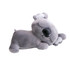 A grey koala plush toy featuring a sleeping expression and soft texture. It includes a blanket for added comfort.