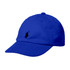 A blue cap featuring a logo, designed for sports and outdoor activities.