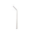 A stainless steel drinking straw, featuring a sleek design with a slight bend, on a plain background.