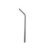 A stainless steel drinking straw with an angled design, featuring a sleek metallic finish and a logo.