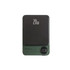 A 10000mAh magnetic wireless power bank in green, featuring a digital display and a sleek, minimalist design.