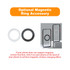 A magnetic ring accessory in white and black, designed to enhance wireless charging for phones. Features a logo.